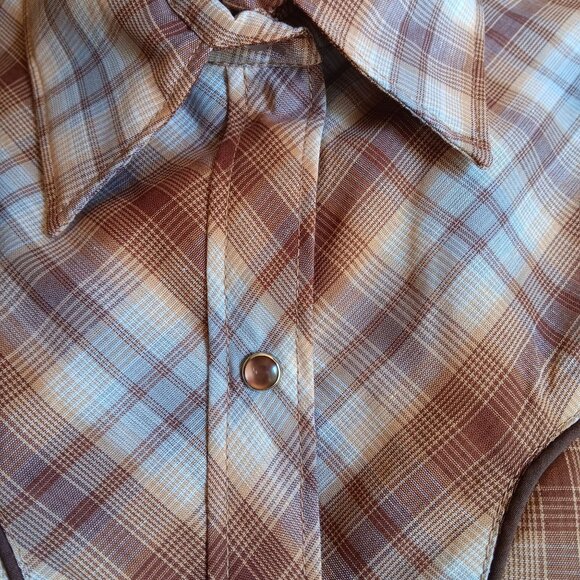 36 Large New Vintage Cowgirl Western Shirt 1980's Plaid Western Stage West USA - Picture 3 of 9